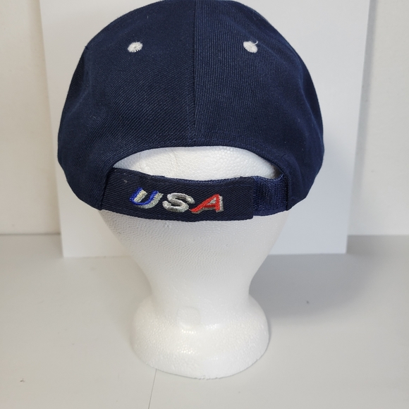 Mens Eagle American flag Navy Blue Baseball Cap Hook and Loop Adjustable Back - Picture 4 of 10